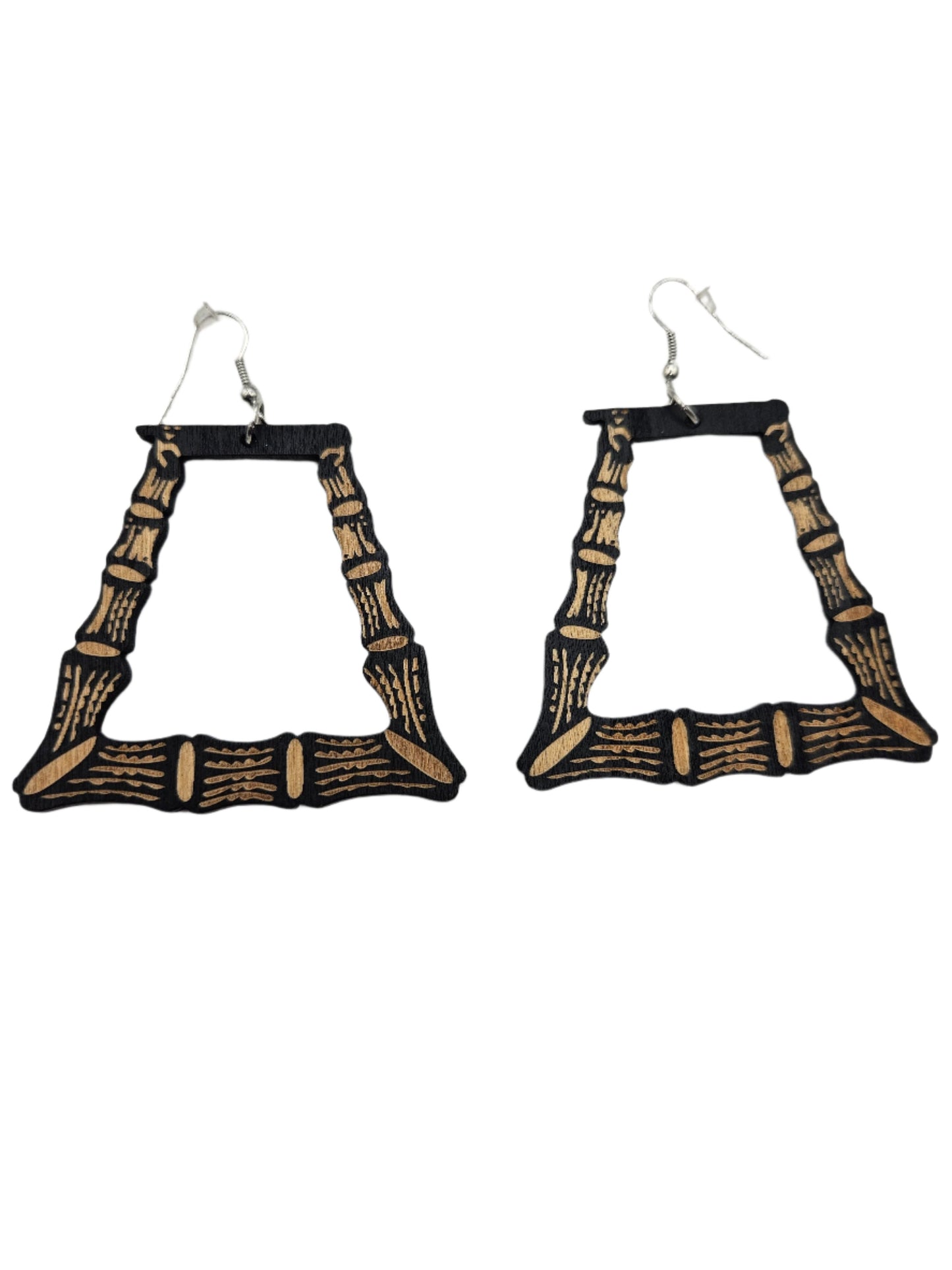Bamboo Triangle Earrings | Brown Wood