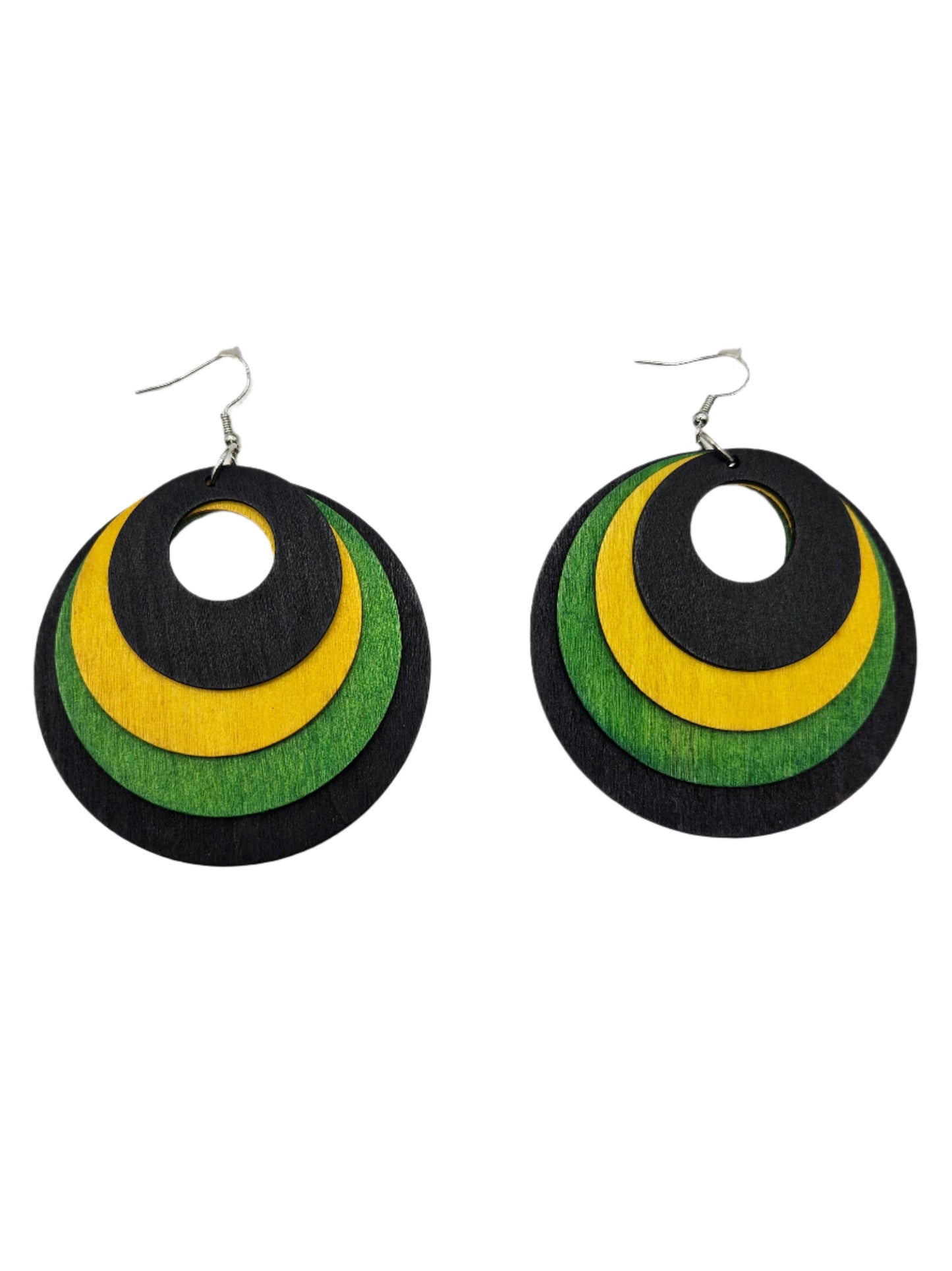 4 Donut Hole Earring | Wood Jamaican Colors