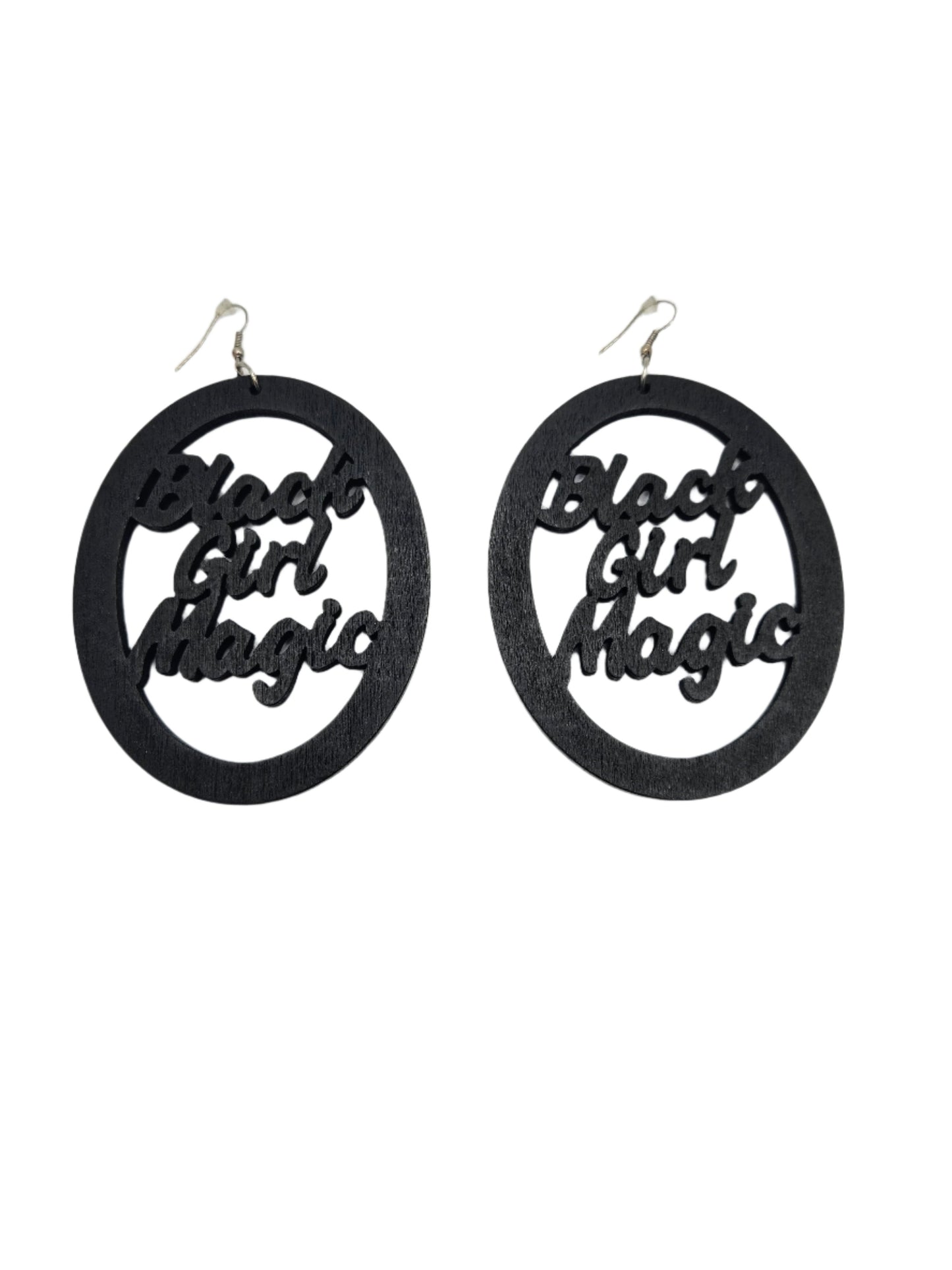 Large Black Girl Magic Earrings | Black Wood
