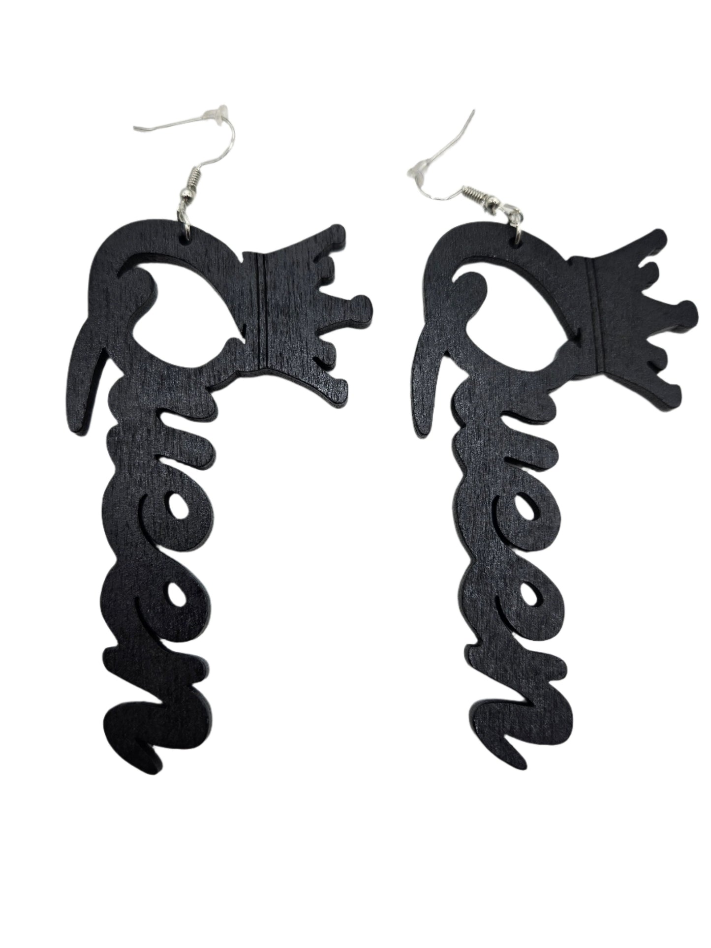 Crowned Queen Earrings | Black Wood