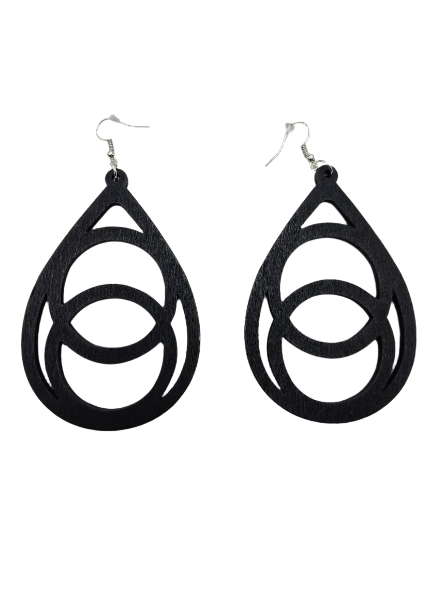 Large Water Drop Earrings | Black Wood