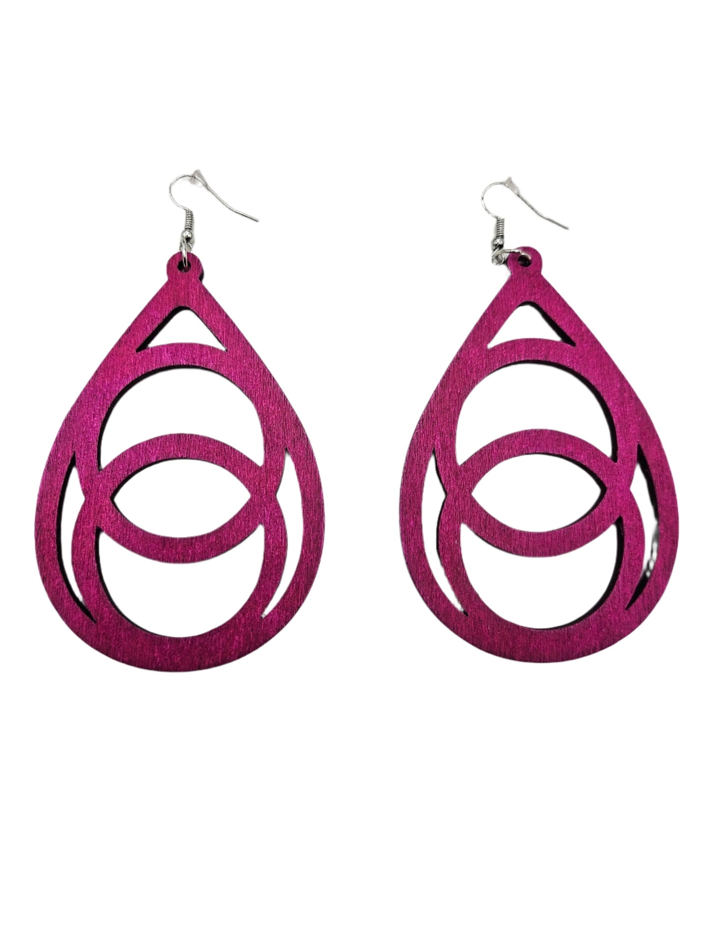 Large Water Drop Earrings | Fuchsia Wood