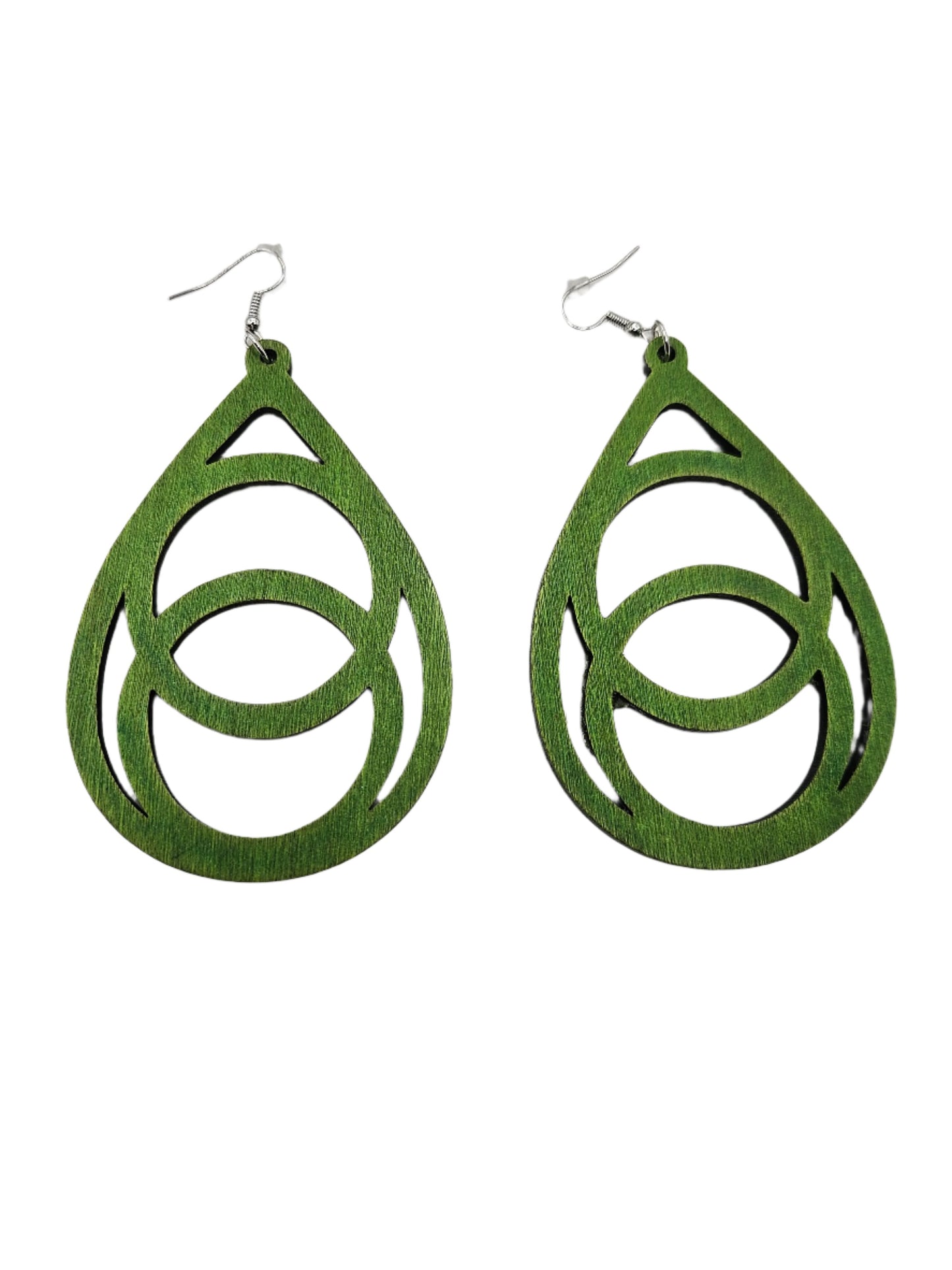 Large Water Drop Earrings | Green Wood