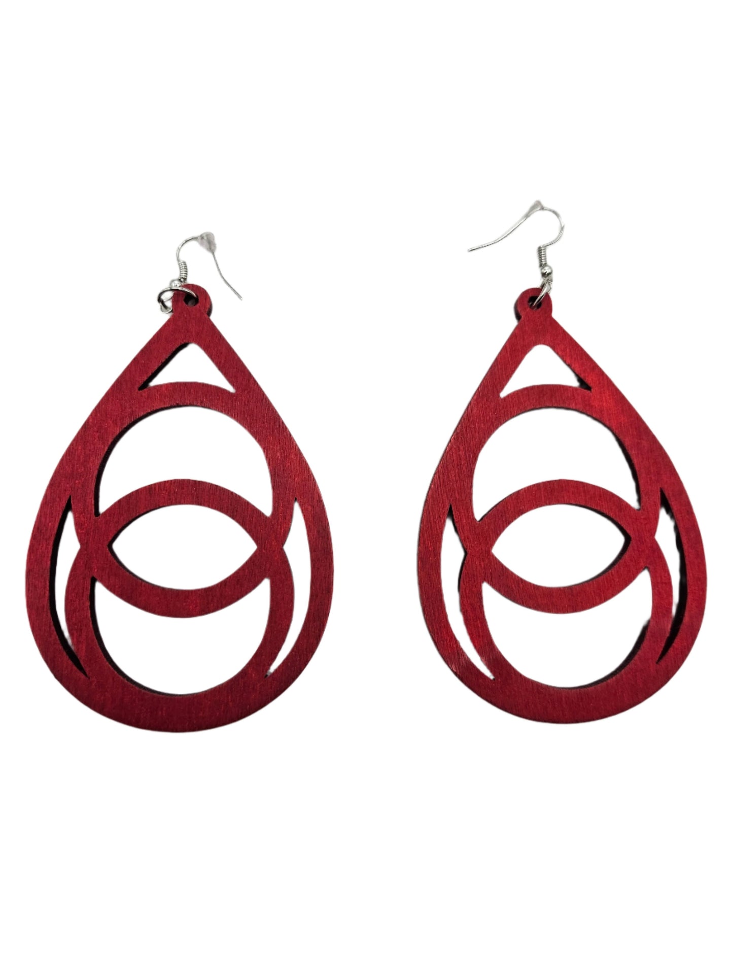 Large Water Drop Earrings | Red Wood