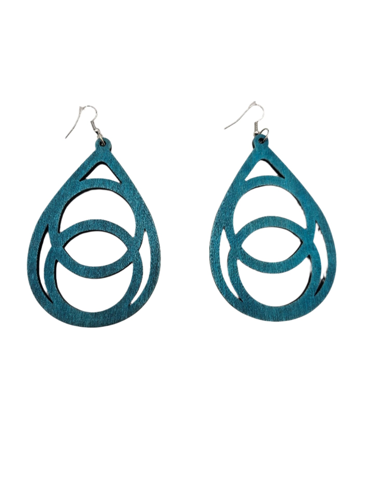 Large Water Drop Earrings | Teal Wood