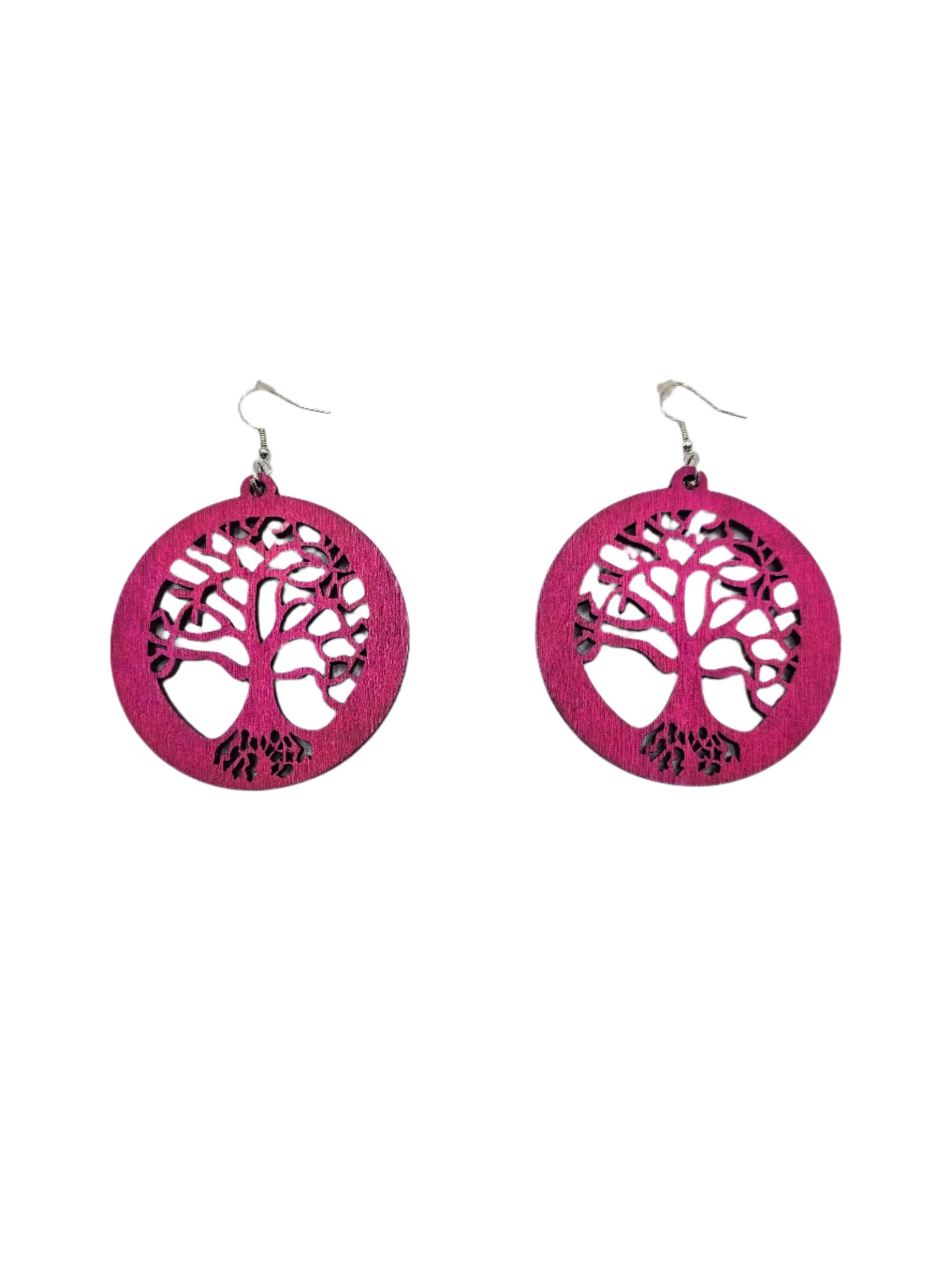 Tree of Life Earrings | Fuchsia Wood