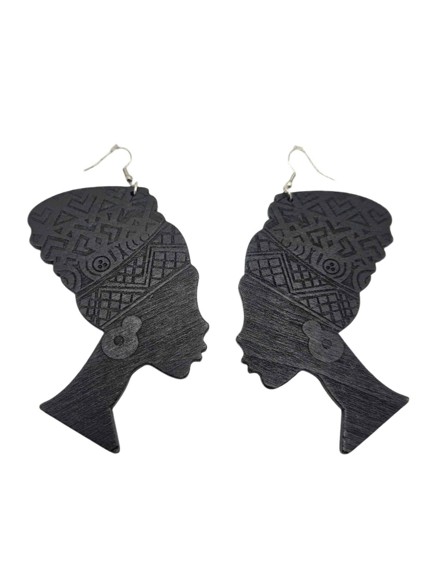 Woman Turban Earrings | Black Wood