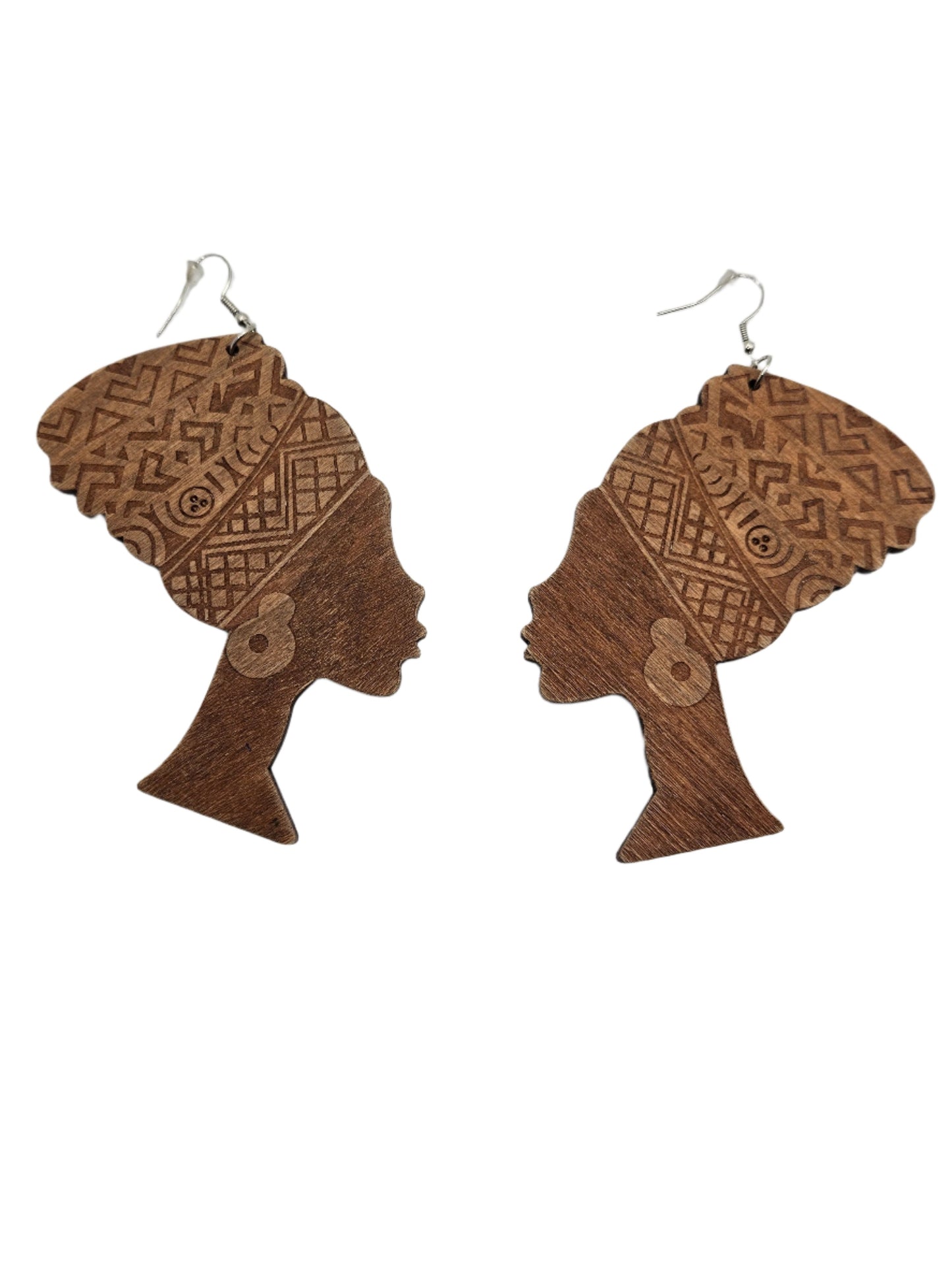 Woman Turban Earrings | Brown Wood